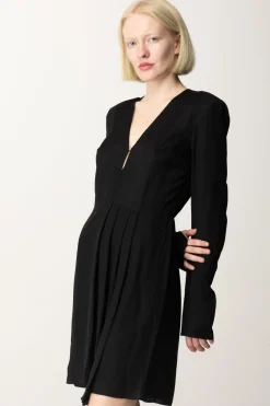 Patrizia Pepe Abito Fluido con Drappeggio AsimmetricoNERO