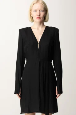 Patrizia Pepe Abito Fluido con Drappeggio AsimmetricoNERO