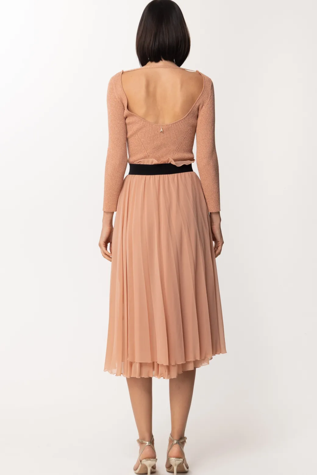 Patrizia Pepe Abito In Maglia con Gonna PlissèLIGHT HENNA LUREX