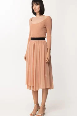 Patrizia Pepe Abito In Maglia con Gonna PlissèLIGHT HENNA LUREX