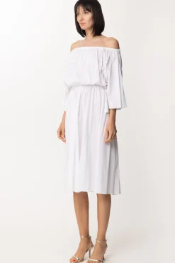 Patrizia Pepe Abito Longuette con Off-shoulderBIANCO OTTICO