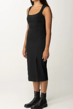 Patrizia Pepe Abito Midi a Tubino con SpaccoNERO