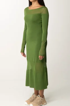 Patrizia Pepe Abito Midi con Inserti TrasparentiGREEN GARDEN