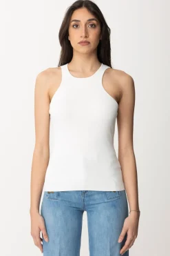 Patrizia Pepe Canotta Basic con Lettering Sul RetroBIANCO