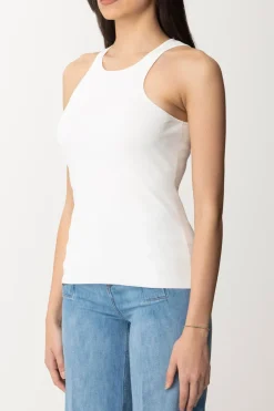 Patrizia Pepe Canotta Basic con Lettering Sul RetroBIANCO