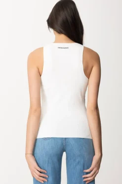 Patrizia Pepe Canotta Basic con Lettering Sul RetroBIANCO