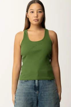 Patrizia Pepe Canotta Basica con Logo LetteringGREEN GARDEN