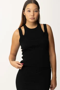 Patrizia Pepe Canotta con Cut-out e Logo CharmNERO