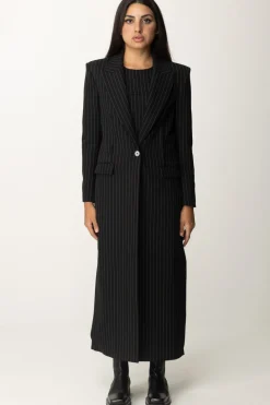 Patrizia Pepe Cappotto Lungo Gessato In FlanellaBLACK STRIPES