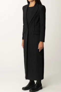 Patrizia Pepe Cappotto Lungo Gessato In FlanellaBLACK STRIPES