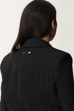 Patrizia Pepe Cappotto Lungo Gessato In FlanellaBLACK STRIPES