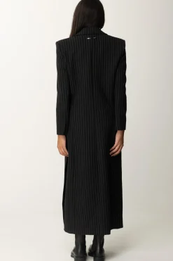 Patrizia Pepe Cappotto Lungo Gessato In FlanellaBLACK STRIPES