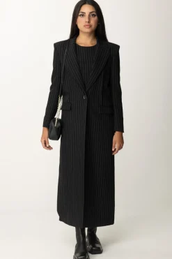 Patrizia Pepe Cappotto Lungo Gessato In FlanellaBLACK STRIPES