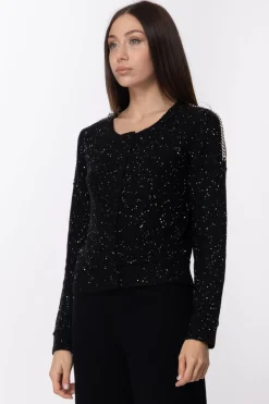 Patrizia Pepe Cardigan Corto con Lurex e CateneNERO