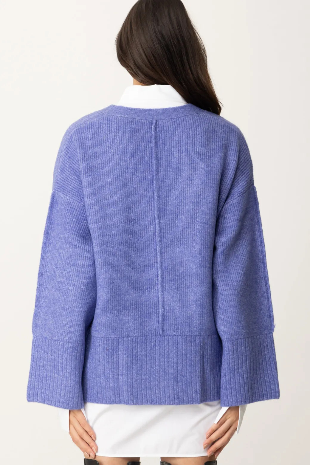 Patrizia Pepe Cardigan Cropped In MagliaBLUE IRIS MELANGE