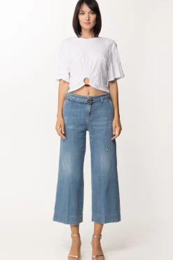Patrizia Pepe Crop Top con Dettaglio CerchioBIANCO