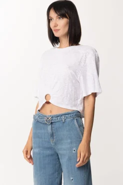 Patrizia Pepe Crop Top con Dettaglio CerchioBIANCO