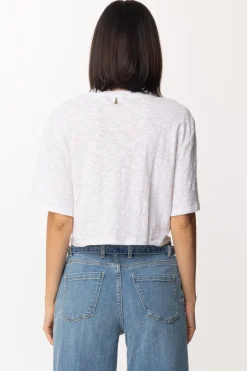 Patrizia Pepe Crop Top con Dettaglio CerchioBIANCO