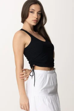 Patrizia Pepe Crop Top con LaccettiNERO