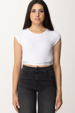 Patrizia Pepe Crop Top con StrassBIANCO