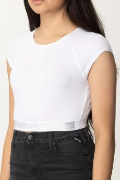 Patrizia Pepe Crop Top con StrassBIANCO