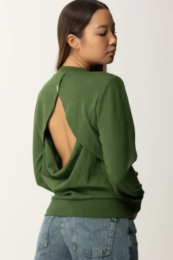 Patrizia Pepe Felpa con Logo e Cut-out Sul RetroGREEN GARDEN