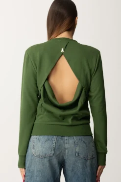 Patrizia Pepe Felpa con Logo e Cut-out Sul RetroGREEN GARDEN
