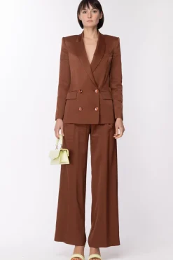 Patrizia Pepe Giacca Doppiopetto In SatinDARK CHOCOLATE