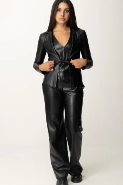 Patrizia Pepe Giacca In Similpelle con LaccettiNERO