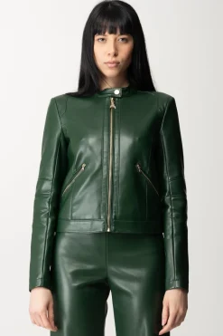 Patrizia Pepe Giubbino In Pelle con Zip FlyTUSCANY GREEN