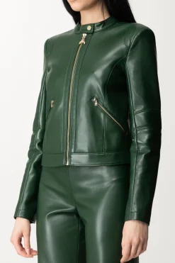 Patrizia Pepe Giubbino In Pelle con Zip FlyTUSCANY GREEN