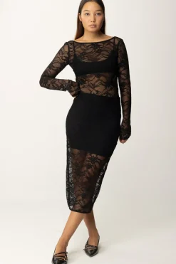 Patrizia Pepe Gonna In Pizzo TrasparenteNERO