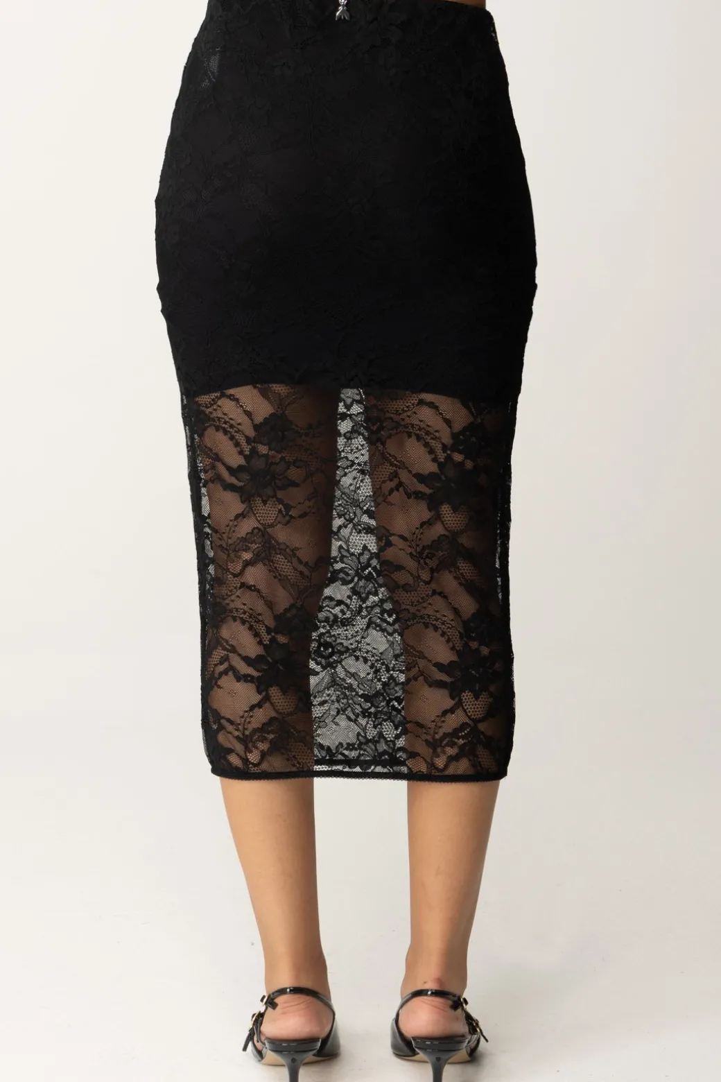 Patrizia Pepe Gonna In Pizzo TrasparenteNERO