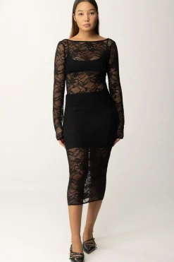 Patrizia Pepe Gonna In Pizzo TrasparenteNERO