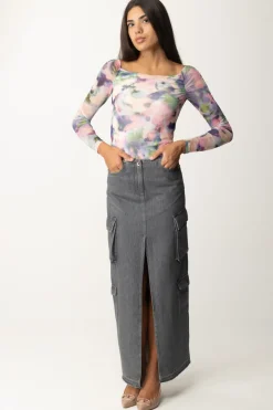 Patrizia Pepe Gonna Lunga Cargo In JeansGRAY DENIM