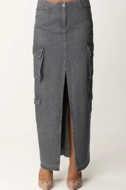 Patrizia Pepe Gonna Lunga Cargo In JeansGRAY DENIM