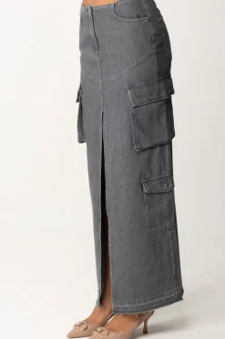 Patrizia Pepe Gonna Lunga Cargo In JeansGRAY DENIM