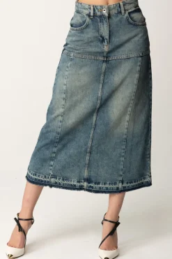 Patrizia Pepe Gonna Midi In JeansVINTAGE WASH