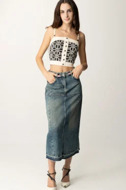 Patrizia Pepe Gonna Midi In JeansVINTAGE WASH