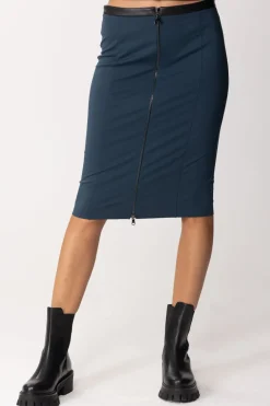 Patrizia Pepe Gonna Midi con Inserto In PellePETROL BLUE