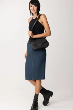 Patrizia Pepe Gonna Midi con Inserto In PellePETROL BLUE
