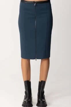 Patrizia Pepe Gonna Midi con Inserto In PellePETROL BLUE