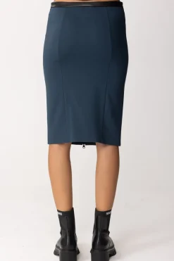 Patrizia Pepe Gonna Midi con Inserto In PellePETROL BLUE