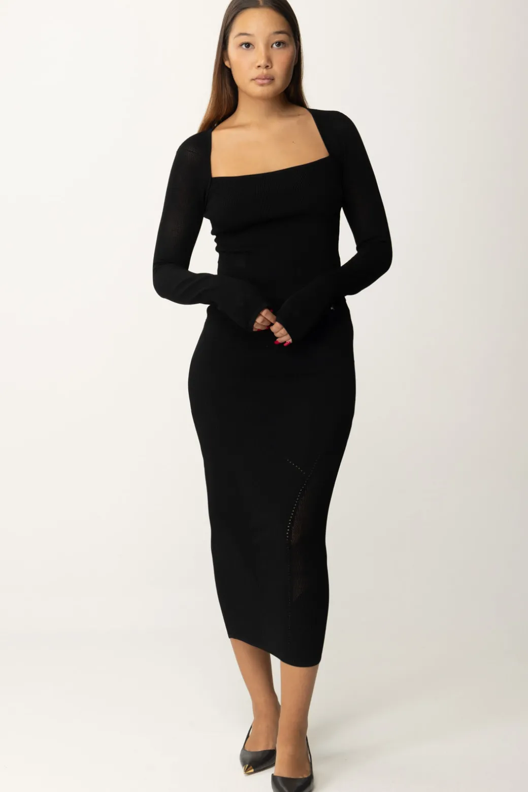 Patrizia Pepe Gonna Midi TraforataNERO