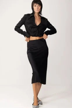 Patrizia Pepe Gonne Midi In RasoNERO