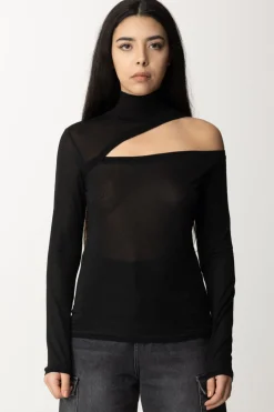 Patrizia Pepe Maglia a Collo Alto con CutoutNERO LUREX