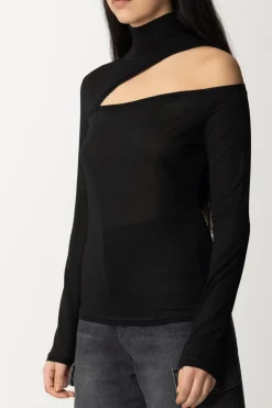 Patrizia Pepe Maglia a Collo Alto con CutoutNERO LUREX