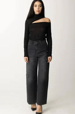 Patrizia Pepe Maglia a Collo Alto con CutoutNERO LUREX