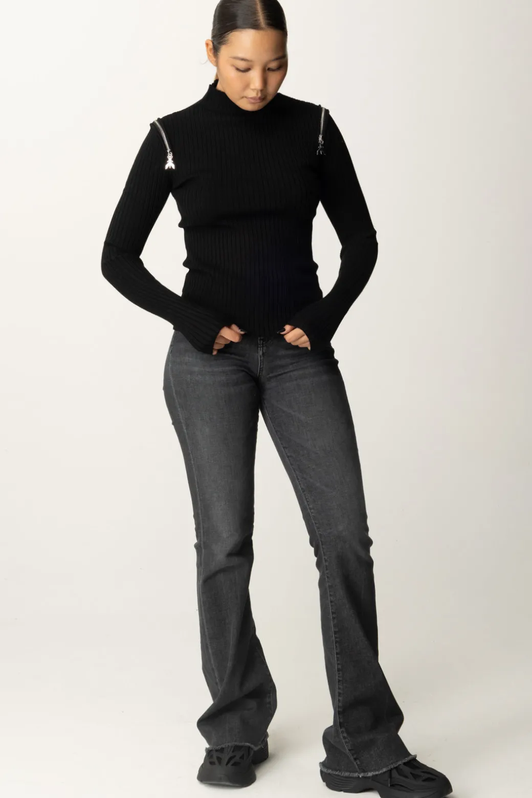 Patrizia Pepe Maglia con Doppia Zip FlyNERO