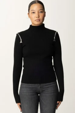 Patrizia Pepe Maglia con Doppia Zip FlyNERO